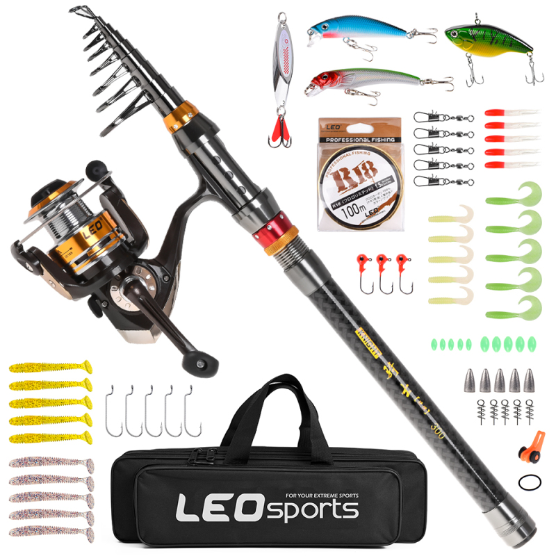 Fishing Rod Carbon Fiber - Moulinet Spinning Télescopique en Fibre de
